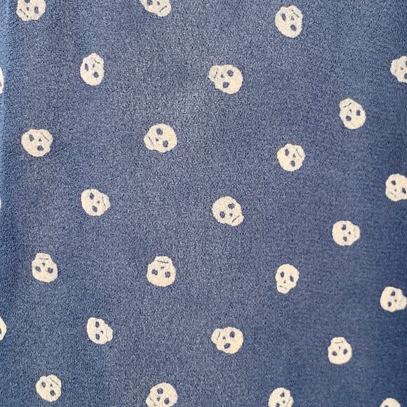 JEAN PAUL GAULTIER Size 6 Navy Grey Polyester Skulls Shirt Dress - Picture 2 of 9